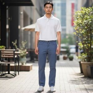 JOHNNIE-O Surfsucker seersucker casual pants slate blue size 34 x 30 coastal